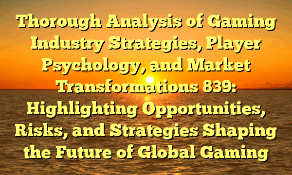 Thorough Analysis of Gaming Industry Strategies, Player Psychology, and Market Transformations 839: Highlighting Opportunities, Risks, and Strategies Shaping the Future of Global Gaming